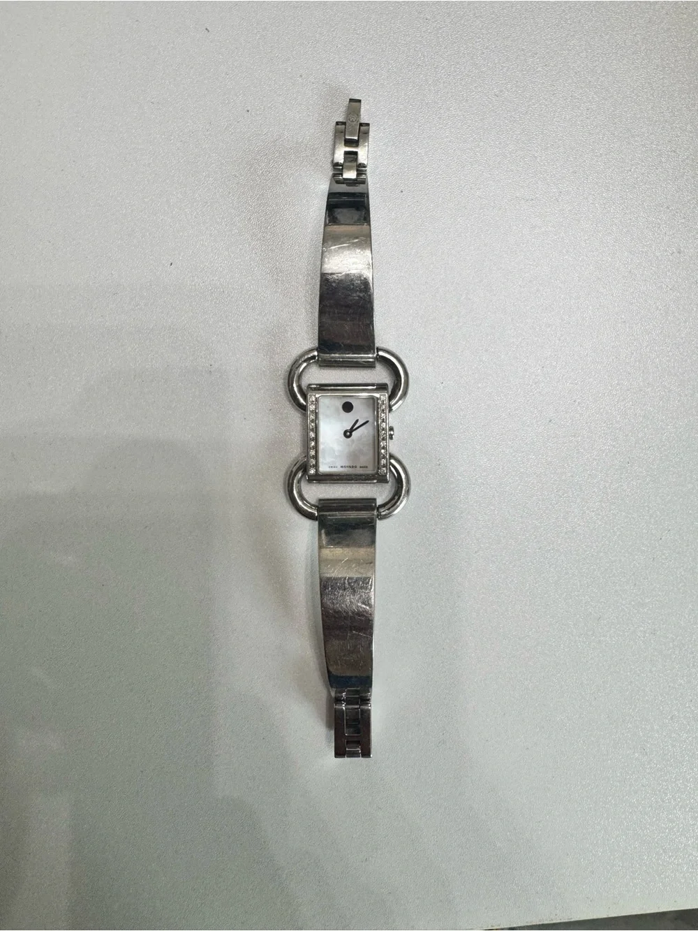 Movado Women's Silver-Tone Bracelet Watch with Mother-of-Pearl Dial